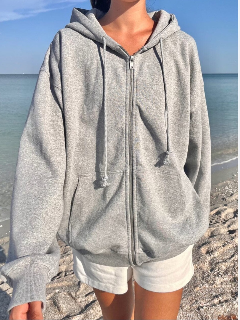 Brandy Melville Grey Oversized Christy Hoodie